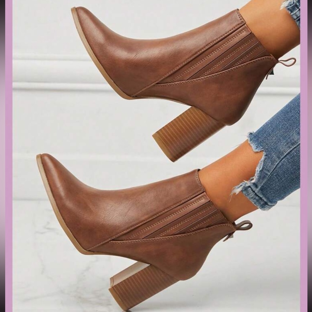 Brown booties worn once size 10